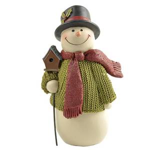 lot 1144 image: ENNAS 4.25 H Smiling Resin Snowman with Birds House Figurines Decor - Retail $15