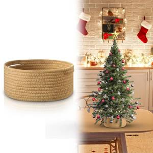 lot 1145 image: CroBlissful 9.84 Farmhouse Christmas Tree Skirt Christmas Tree Base Basket Suitable for 24 Christmas Tree Collar Small Tree Cover Base Xmas Tree Ring for Home Rustic Holiday Decoration (Brown) - Retail $30