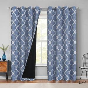 lot 1159 image: Beauoop Moroccan 100% Blackout Curtains Bedroom Blue 50x96 2 Panels - Retail $32