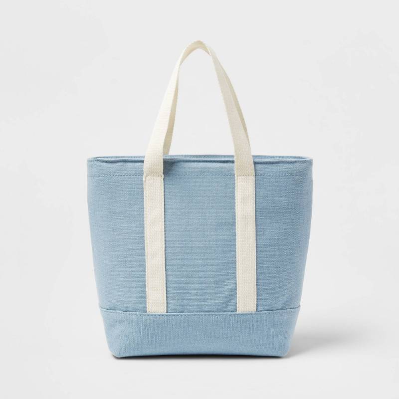 lot 2044 image: Solid Canvas Lunch Tote Blue - Threshold Set of 2 - Retail $15