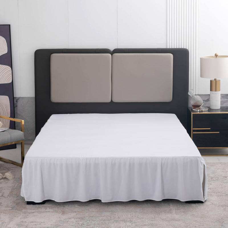 lot 2021 image: TSUTOMI Bed Skirt Queen Size Ruffled Bed Skirt with Split Corners, 14 Inch Drop Dust Ruffle Bed Skirts with Platform, Gathered Style, 100% Microfiber, White Retail $25