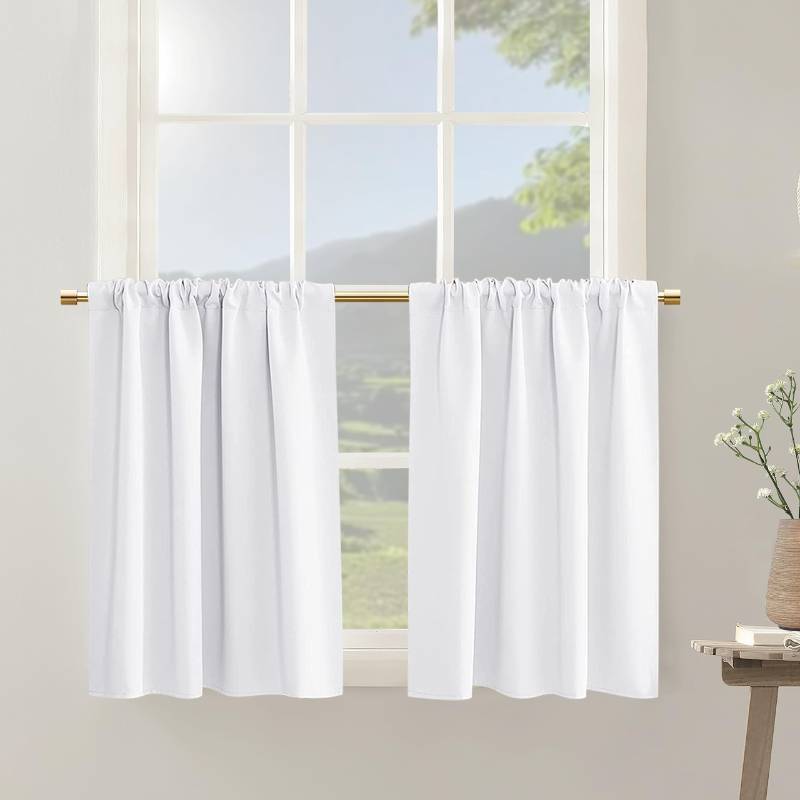 lot 2023 image: Short Curtains for Windows Half Length Blackout Small White Cafe Curtains,30 Inch Long Retail $15