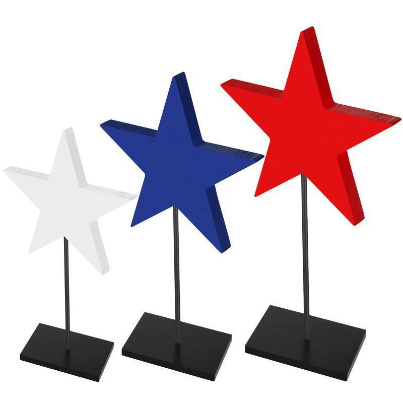 lot 2025 image: FairySandy 2 Pcs Patriotic Decorations Memorial Day 4th of July Day Table Signs Decoration Wooden Star Table Decoration Independence Day Blocks Tiered Tray Decor Freestanding Table Signs