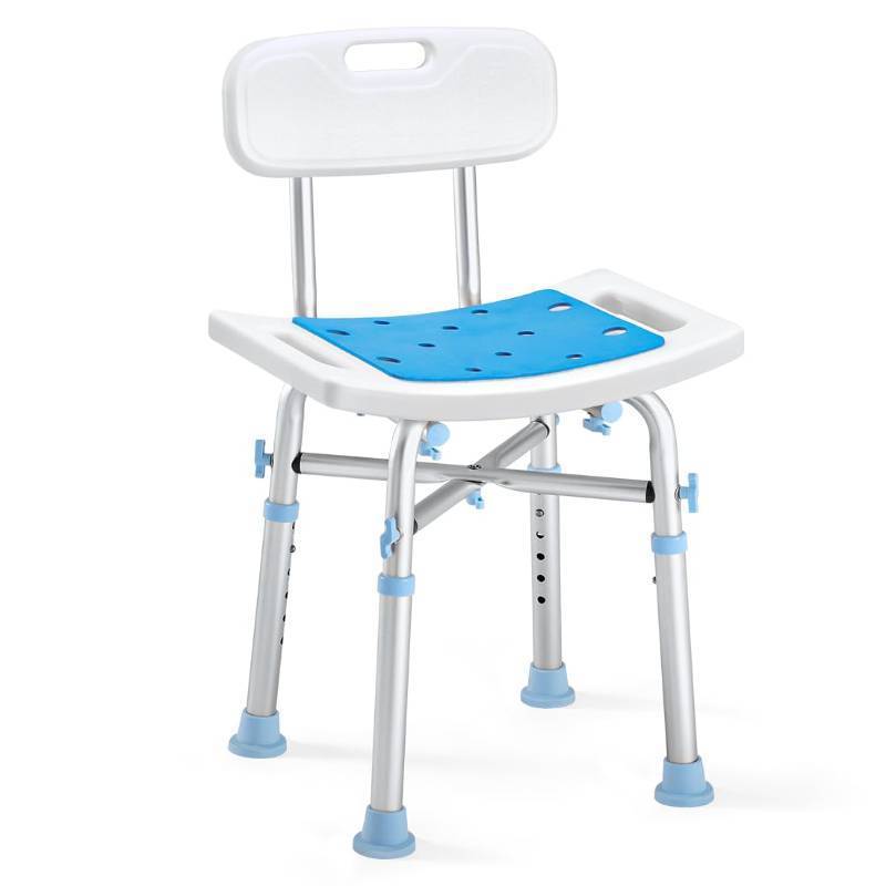 lot 2031 image: OasisSpace Heavy Duty Shower Chair with Back 500lb, EVA Padded Bath Seat with Height Adjustable Tube- Medical Tool Free Anti-Slip Shower Bench Bathtub Stool for Elderly, Senior, Handicap &amp Disabled Retail $40
