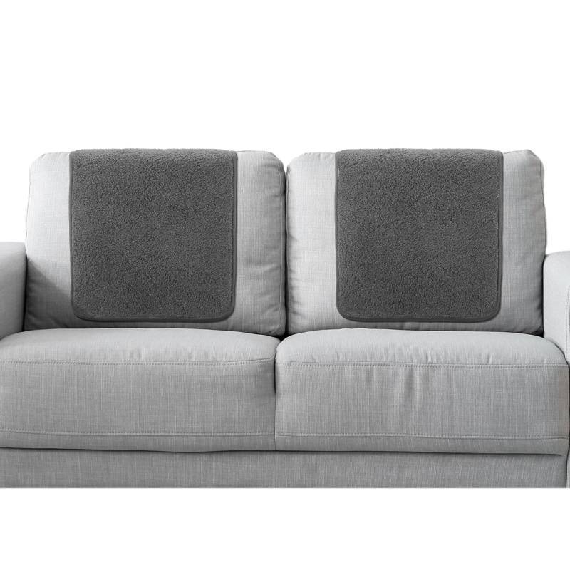 lot 2027 image: Frienda 2 Pieces Sofa Headrest Covers Recliner Headrest Protector Sherpa Headrest Covers for Recliner Chair Couch Furniture Non Slip for Living Room(Dark Gray) Retail $22