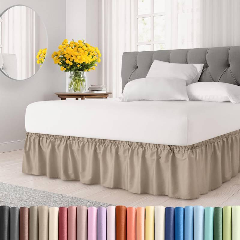 lot 2004 image: Wrap Around Dust Ruffle Bed Skirt - Cream - for Twin Size Beds with 12 Inch Drop - Easy Fit Elastic Strap - Adjustable Pleated Bedskirt wBrushed Fabric - Wrinkle Free - for Women, Men, Kids &amp Teens Retail $29