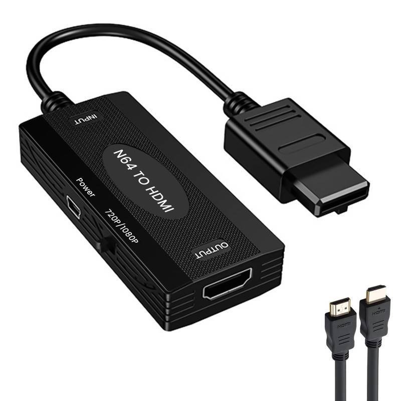 lot 2059 image: Ozvavzk N64 to HDMI Adapter Converter for N64SNESNGC Retro Game Console, Support 16943 Conversion, HD 1080P720P Display, Plug and Play(Include Hdmi Cable) (N64 to HDMI) - Retail $17