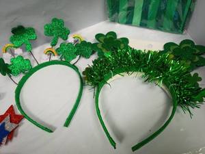 lot 2054 image: St Pattys Lot Patriotic and St. Patricks Day Headbands Glasses - Retail $0