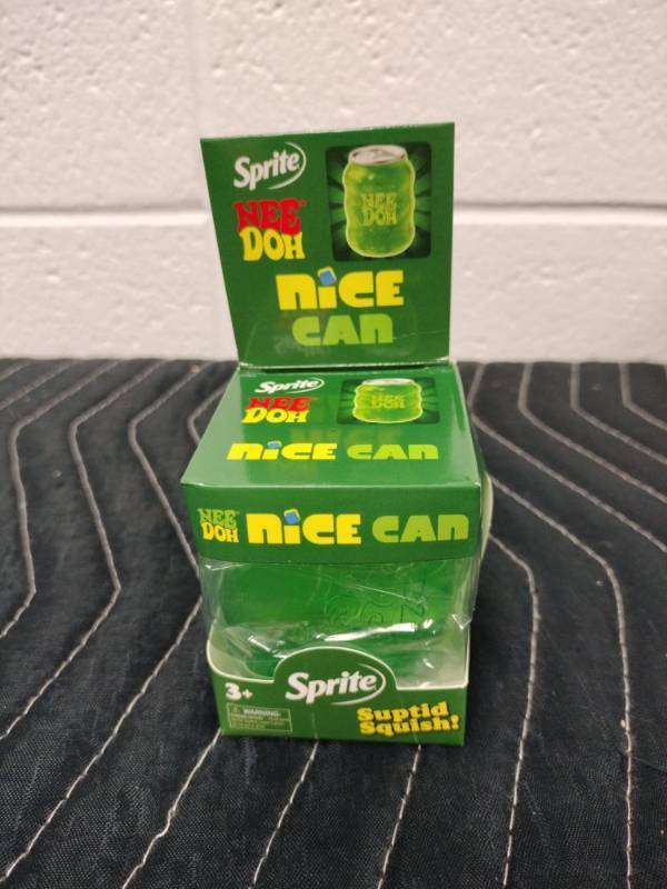 lot 68 image: Schylling Sprite NeeDoh Nice Can Squishy Toy, Green Can Shape, Boxed