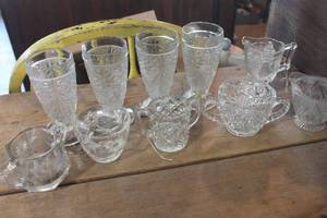lot 5126 image: Vintage Cut Glass Sugar Bowls, Creamers & More