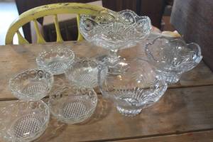 lot 5127 image: Vintage Cut Glass Serving Dishes & More