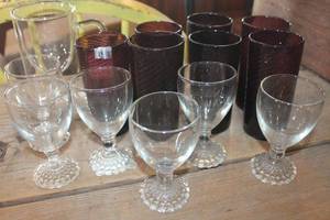 lot 5168 image: Purple Glass Tumblers and More