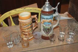 lot 5210 image: Beer Steins and Shot Glasses