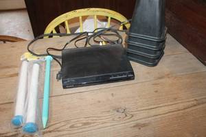 lot 5305 image: DVD Player untested, Bed Risers and More