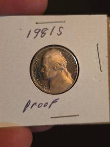 lot 42 image: 1981-S Jefferson Proof nickle