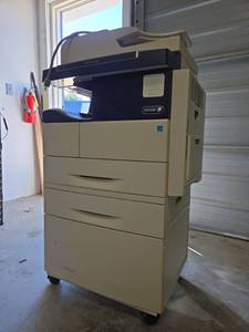 lot 18779 image: Xerox WorkCentre Multifunction Printer w Tray 2 Kit and Rolling Cabinet Base  Model 4265&nbsp