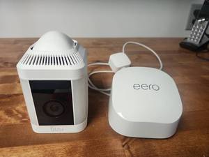 lot 21913 image: Eero 6 Mesh Wi-Fi Router w Power Adapter &amp Ring Camera  Model R010001