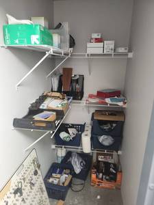 lot 21915 image: Mixed Office & Electronics Supply Lot Battery Case, TV Mount, Cords, Ink, Keyboard