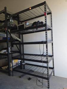 lot 21928 image: 5-Tier Black Steel Wire Deck Boltless Shelving Unit  Contents Not Included