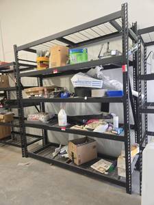 lot 21929 image: Black Steel 5-Level Boltless Shelving Unit w Wire Mesh Decks  Contents Not Included