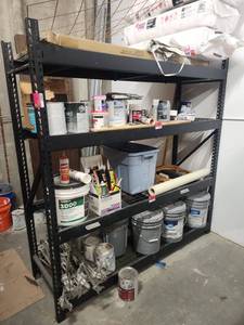 lot 21933 image: Black Steel 4-Tier Shelving Rack with Wire Mesh Decks  Contents Not Included