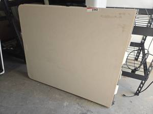 lot 21943 image: Lifetime Folding Table Beige Plastic Top w Steel Legs and Carry Handle