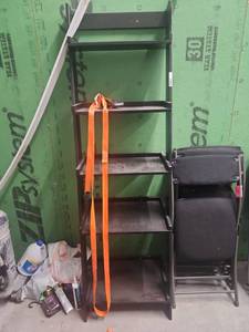 lot 21964 image: Black Leaning Ladder-Style 5-Tier Wood Shelf Unit
