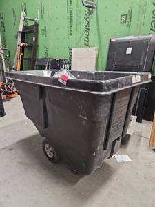 lot 21966 image: Rubbermaid Commercial Products Tilt Truck Cart w Wheels & Red Frame