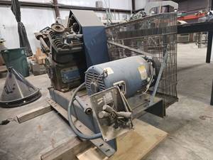 lot 8802 image: Industrial Air Compressor Pump w Electric Motor, Belt Guard & Cooling Fan