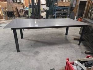 lot 8804 image: Steel Plate Top Work Table w Four Angle Iron Legs