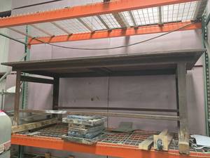 lot 8805 image: 8Ft  Heavy Steel Plate Top Workbench Table w Steel Frame&nbsp