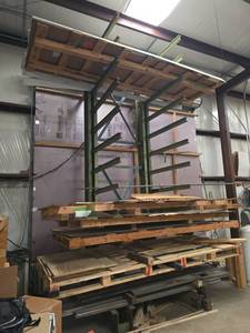 lot 8809 image: Double-Sided Cantilever Storage Rack w Steel I-Beam Uprights and Arms