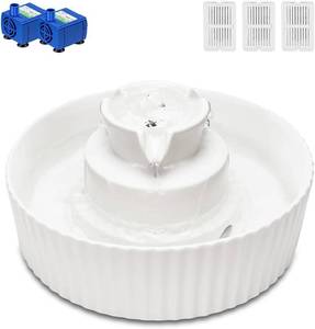 lot 191758 image: Wonder Creature Ceramic Cat Water Fountain, Stable Cupcake Design, 71oz