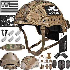 lot 191763 image: ACTIONUNION Airsoft Helmet Pro with Counterweight and Cover for Paintball