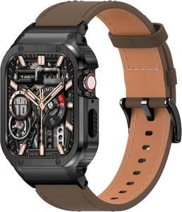 lot 191776 image: SUPLINK Leather Band with Stainless Steel Case for Apple Watch Ultra 321 & SE 321 & Series 11 10 9 8 7 6 5 4 3 2 1 49mm 46mm 45mm 44mm 42mm 41mm 40mm 38mm,Rugged Bumper for Men