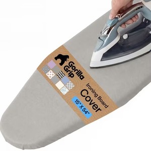 lot 191782 image: GORILLA GRIP Scorch Resistant Ironing Board Cover, Silicone Coating, Hook and Loop Fastener Strap, Silver