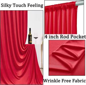 lot 191797 image: 10ft x 10ft Wrinkle Free Red Backdrop Curtains for Parties, Polyester Photo Backdrop Drapes 2 Panels 5x10ft for Weddings Birthday Party Christmas Photography Background 10ftx10ft Red