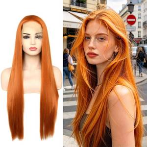 lot 191800 image: Ginger Orange Lace Front Wigs Long Straight Synthetic Hair 22 inches Ginger Orange 22 Inch