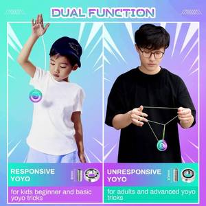 lot 191805 image: 7YO Professional Yoyo for Kids 8-12, Responsive Yoyo X8 with Dual Modes for Beginners  KK Bearing, 10 Yo Yo Strings, Case, Bearing Removal Tool- Green Purple