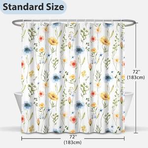 lot 191813 image: Floral Shower Curtain, Spring Colorful Boho Wildflower Shower Curtains for Bathroom with 12 Hooks, Funny Bathroom Decor for Spring & Easter Gift, 72x72 Inches 02 Watercolor Wildflower