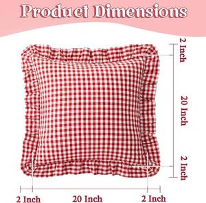 lot 191814 image: KKJIAF 1 Pcs Ruffle Gingham Pillow Covers 20 x 20, Red Plaid Red & White Plaid 20 x 20