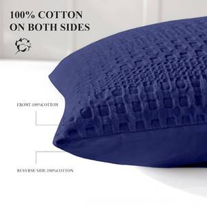 lot 191828 image: 100% Coton Waffle Pillow Shams Standard Size Set of 2, Soft Aesthetic Pillow Cases 2 Pack, Breathable Decorative Pillowcase Covers Without Inserts, 20 X 26 in., Navy Blue Navy Blue 26 x 20 (Pack of 2)