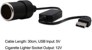 lot 191830 image: USB A Male to 12V Car Cigarette Lighter Socket Adapter 2-Pack black