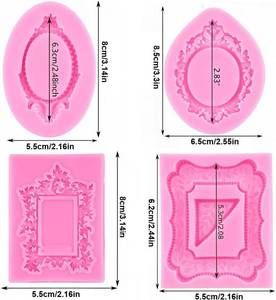 lot 191832 image: 4PCS Baroque Frame Mold,Picture Photo Frames Mirror Silicone Fondant Molds for Cake Decorating Cupcake Topper Chocolate, Candy Sugarcraft Dessert Decor Frame Molds