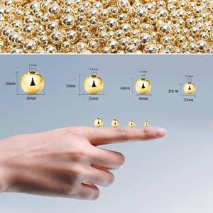 lot 191834 image: 250pcs 14K Gold Filled Spacer Beads Round Bracelet Bead,Seamless Smooth Metal Brass Bead Lasting Round Spacer Beads for DIY Necklace Bracelet Jewelry Making (4mm)