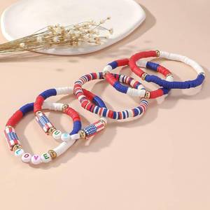 lot 191835 image: Artlunar 4th of July Red White Blue Patriotic Bracelets for Teens Women