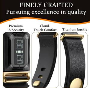 lot 191843 image: omee Leather Band Compatible with Whoop 5.0 Bands One, Peak and LifeMG Black Gold