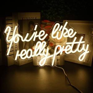 lot 291676 image: Lucunstar Youre Like Really Pretty Neon Sign Warm White Led Neon Light for Wall Decor Light Up Sign for Wedding Dimmable Switch USB Connectivity Neon Signs for Bedroom Decor Party Light