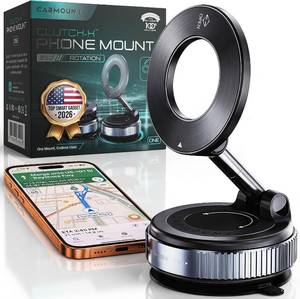 lot 291700 image: CARMOUNT Clutch-X  Black   Vacuum Phone Mount Suction Cup Car Phone Holder for iPhone, Window Phone Mount for Travel, 360  Vacuum Magnetic Phone Holder for Car, Magnetic Phone Holder with Suction Cup