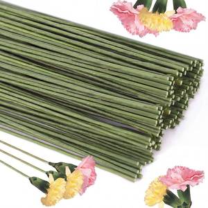 lot 291712 image: 100 Pack Floral Wire Stems, 18 Gauge 14 Inch Green Florist Wire